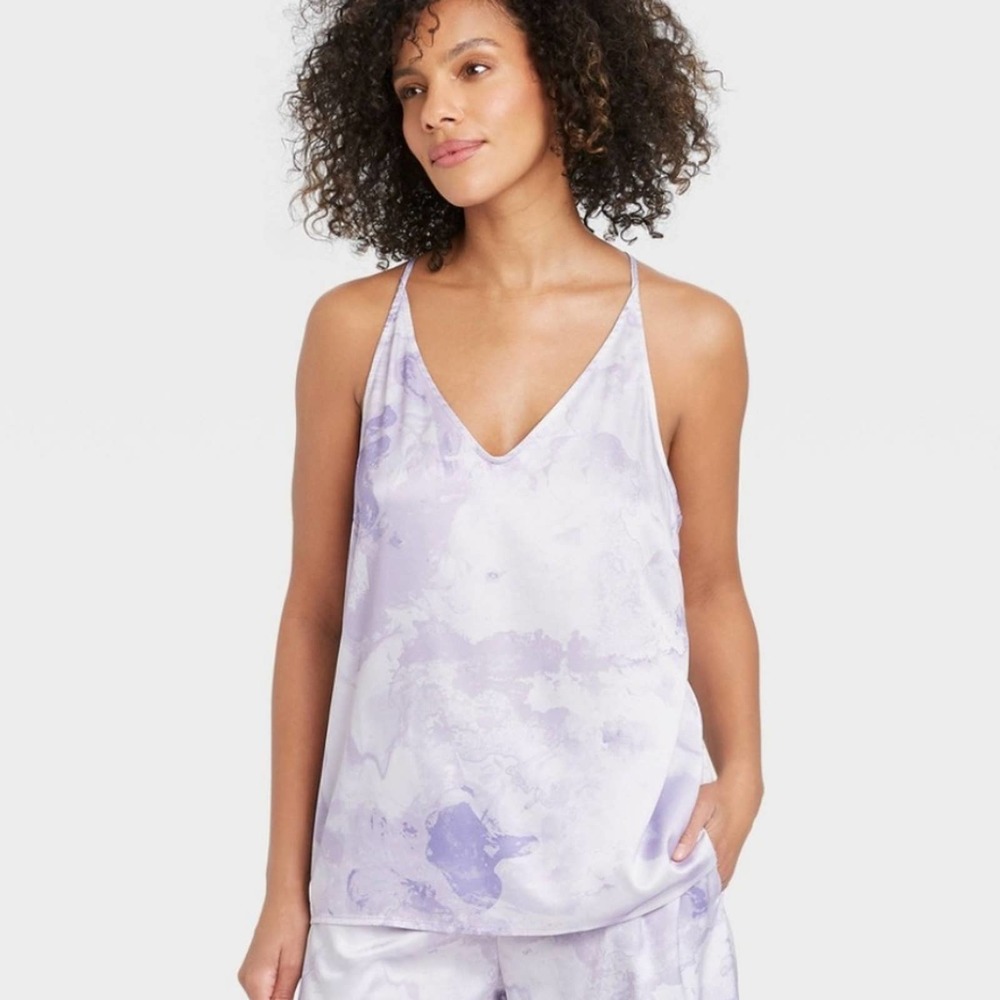 Stars Above Satin Camisole Purple Swirl New XS